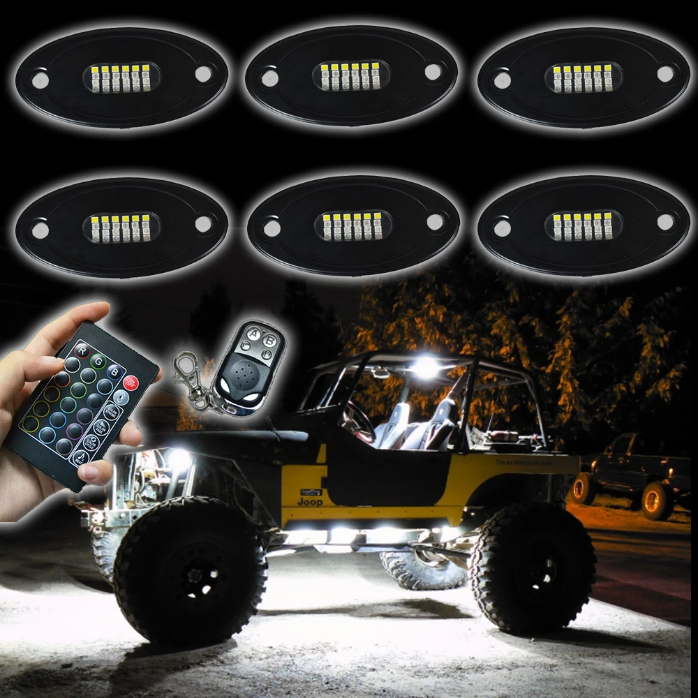 TOP-LEVEL Car Underbody Decoration rgbw Rock Light 8pcs LED Rock Light Kit APP Controlled RGBW cambia colore 12v 9w