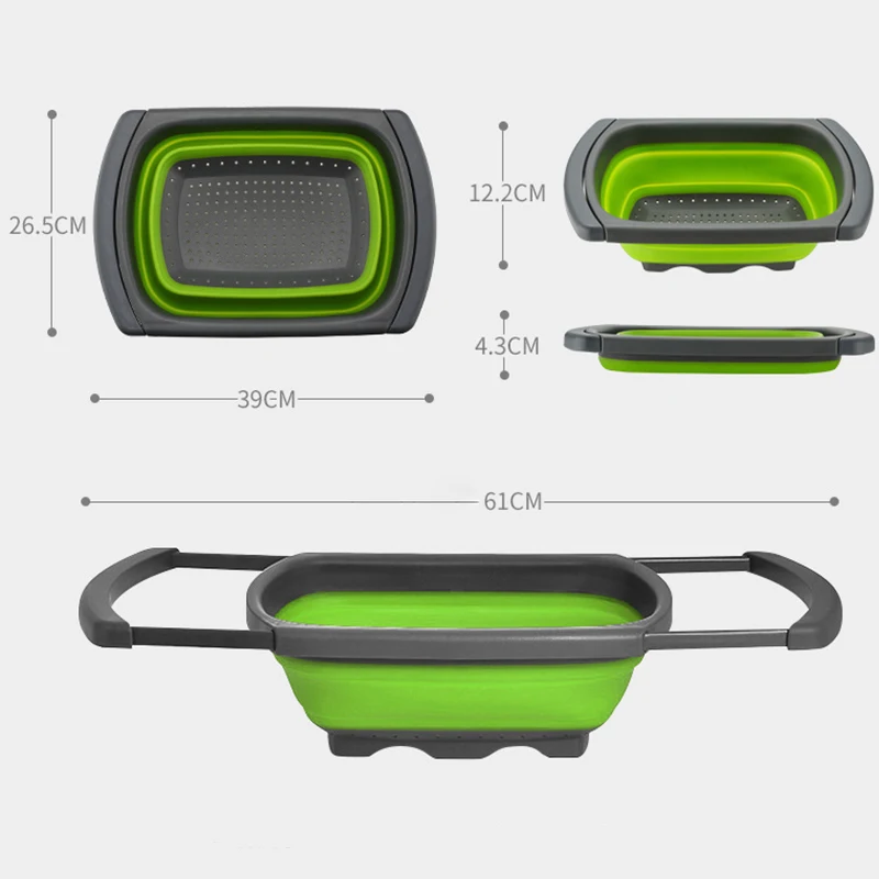 Foldable Colander Drain Folding Baskets Collapsible Kitchen Silicone Strainer Noodles Fruit Vegetable Washing Strainers Bowls