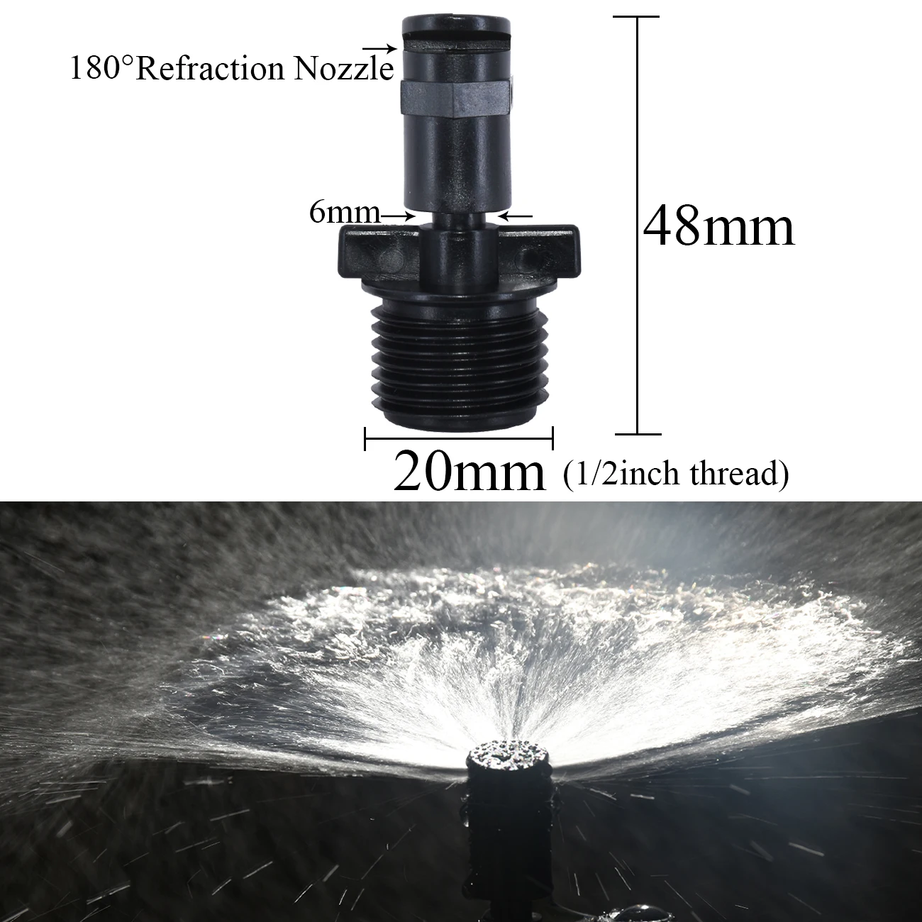 KESLA 10PCS 180 Degrees 20mm 1/2'' Threaded Refraction Nozzle Misting Watering Sprinklers Connectors Drip Irrigation Spray grow