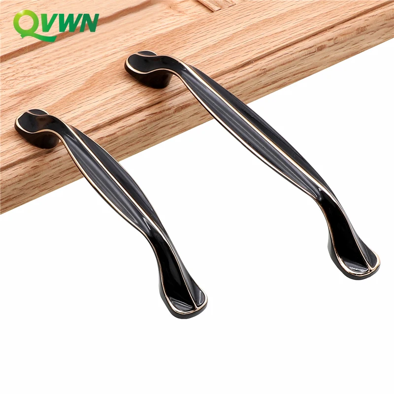 QVWN матовый черный Золотой шкаф дверные ручки цинковый сплав матовый кухонные дверные ручки ручка ящика