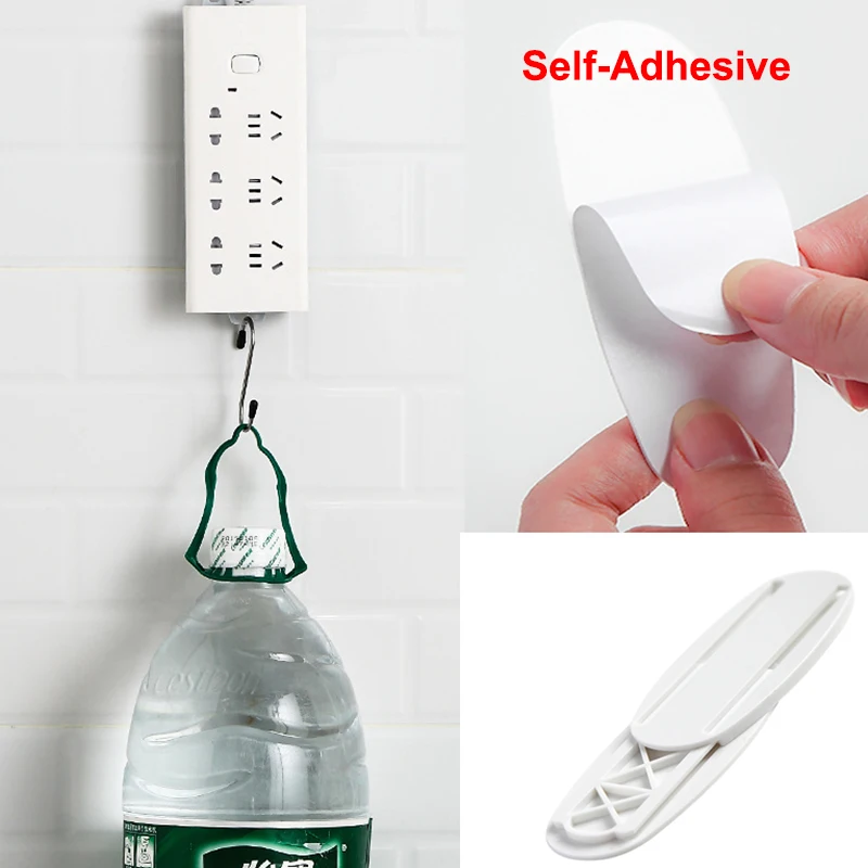 Double-Sided Self-Adhesive Wall Hooks Desktop Socket Fixer Cable Organizer Hooks Power Strip Holder Fixator Wall Mounted Fixer