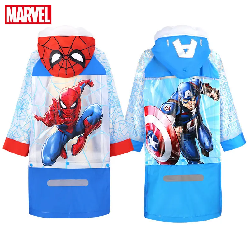 

Disney Raincoat for Children Cartoon Spiderman US Captain Kids Girls Rainproof Poncho Boys Rainwear Baby Rainsuit