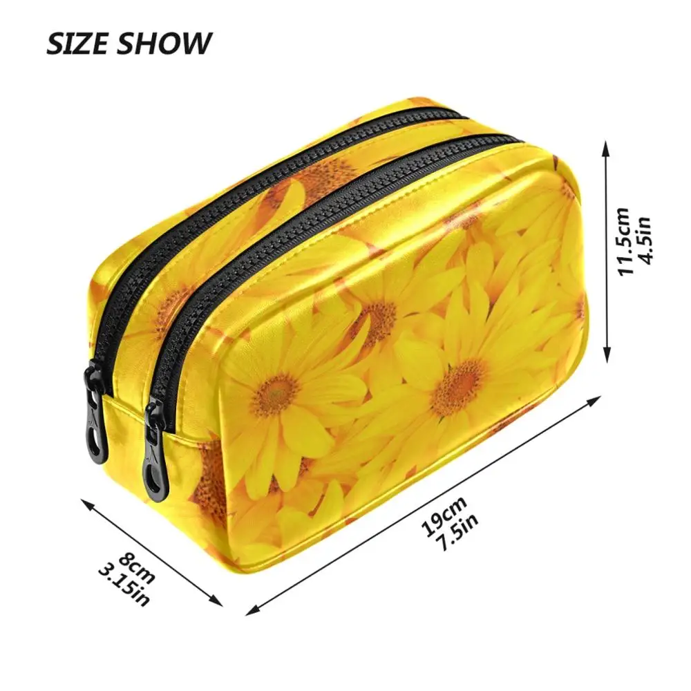 ALAZA New Cosmetic Bag Women Waterproof Sunflower Makeup Bags Travel Organizer Toiletry Kits Portable Makeup Bags Beautician