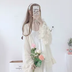 Sweet lolita dress kawaii girl loli jsk+coat suit victorian dress cute printing vintage lace falbala gothic lolita princess loli