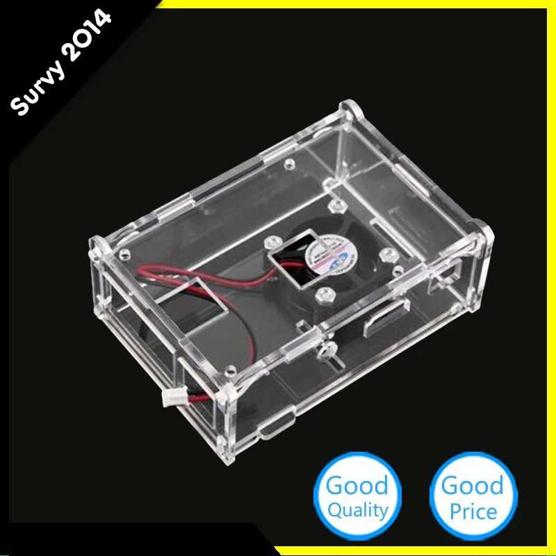 Transparent Clear Acrylic Shell Case Enclosure Box Cooling Fan For Raspberry Pi 2 Raspberry Pi B+ diy electronics