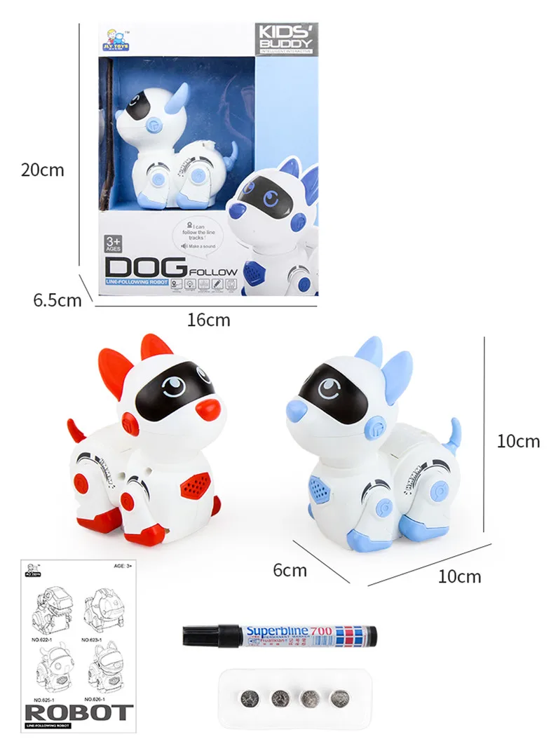 DIY Follow Drawn Line Lights Sound Robot Dog Cow Magic Pen Toys vector robot interactive toys feisty pets toys for children