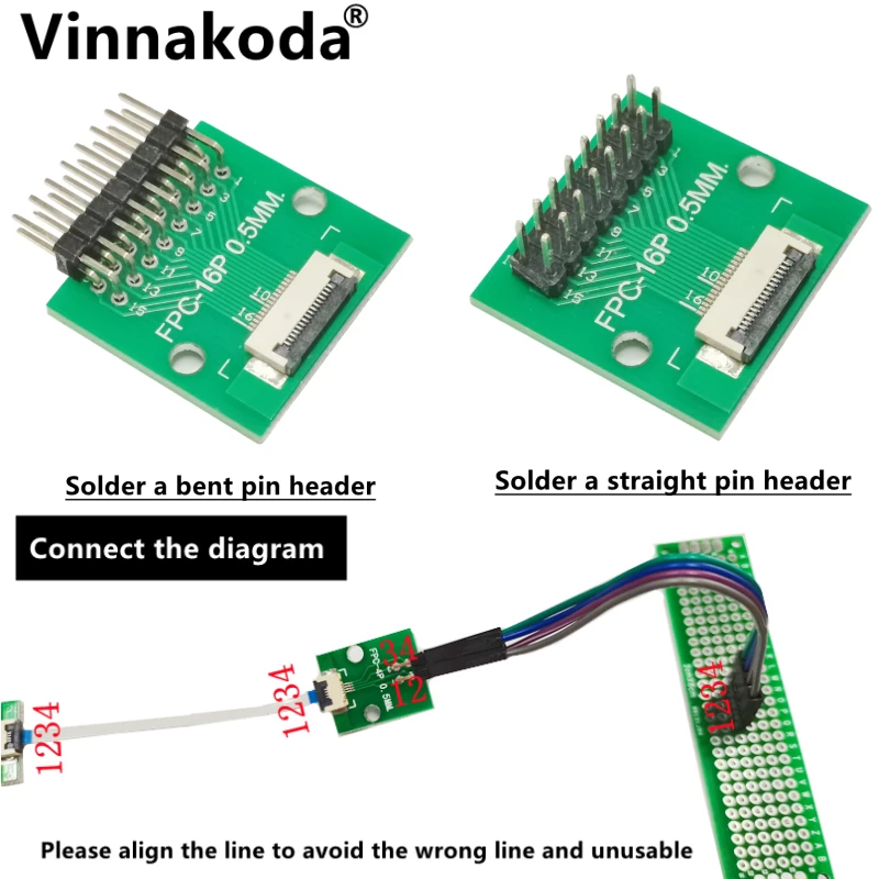 Imagem -05 - Flip-top Conector Soldado Hetero e Bent Pin Cabeçalhos Ffc Fpc Adapter Board 05 Milímetros16p para 254 Milímetros Soldados Pcs
