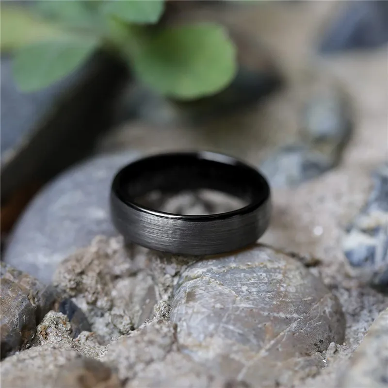 Tigrade Gebürsteter Wolframring in Silber/Schwarz/Blau/Roségold Zweifarbiger Damenring 6mm Weiblicher Ehering für Männer und Frauen Anel – Detail 6