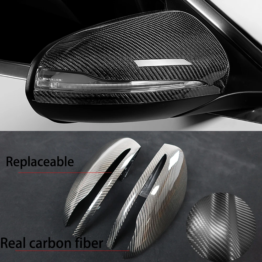 Carbon Fiber Side Wing Rearview Rear View Mirror Replacement Cover Trim For Benz C Class C180 200 C250 C300 C350 C400 C43 C63