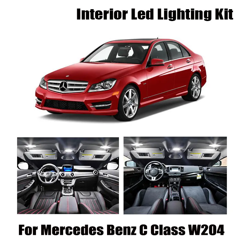 17pcs Canbus LED Interior Reading Dome Light Kit For Mercedes Benz C Class W204 Sedan C180 C200 C220 C250 C300 C350 2008-2014