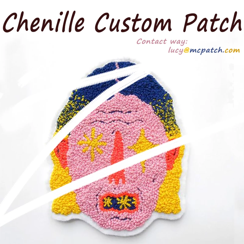 Custom Chenille Patch chenille patches letter embroidered Towel Embroidered sew on Appliques for Clothes Decoration High Quality