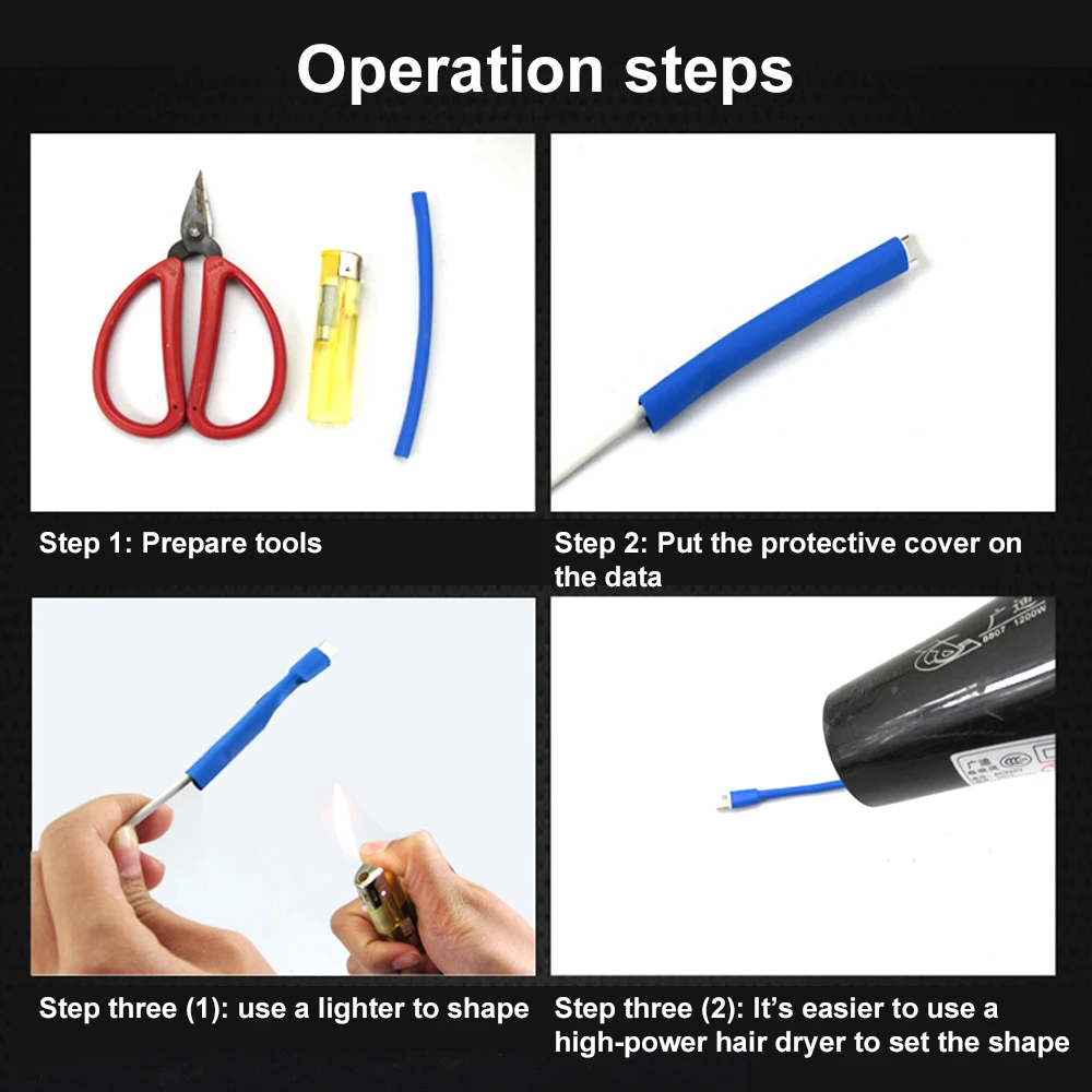 10 قطعة USB شاحن الحبل سلك المنظم الحرارة يتقلص أنبوب كم كابل حامي أنبوب التوقف غطاء لباد آيفون أندرويد