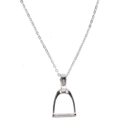 2018 NEW 100% 925 sterling silver high polish top quality silver iron Stirrup horse style pendants equestrian necklace