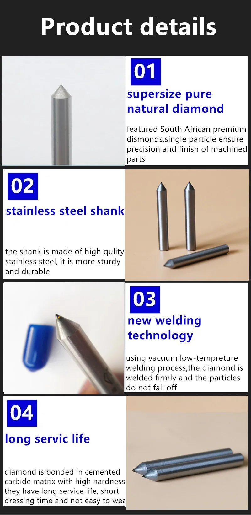 2 Stück Mini-Diamant-Gravurbit 20mm Schnitzwerkzeug CNC-Fräser 90 Grad für Leiterplatten, Metall, Stein – Detail 2