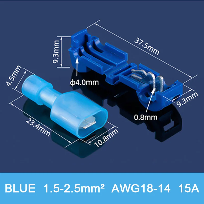 T Tap Type Electrical Connector Fast Wire Terminal Splice and Insulated Male Female for Car Connecting Line