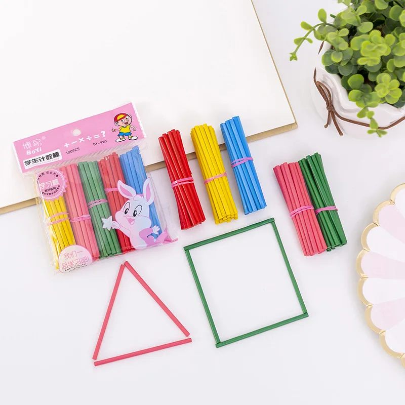 100pcs Colorful Bamboo Counting Sticks Mathematics Teaching Aids Counting Rod Kids Preschool Math Learning Toys for Children