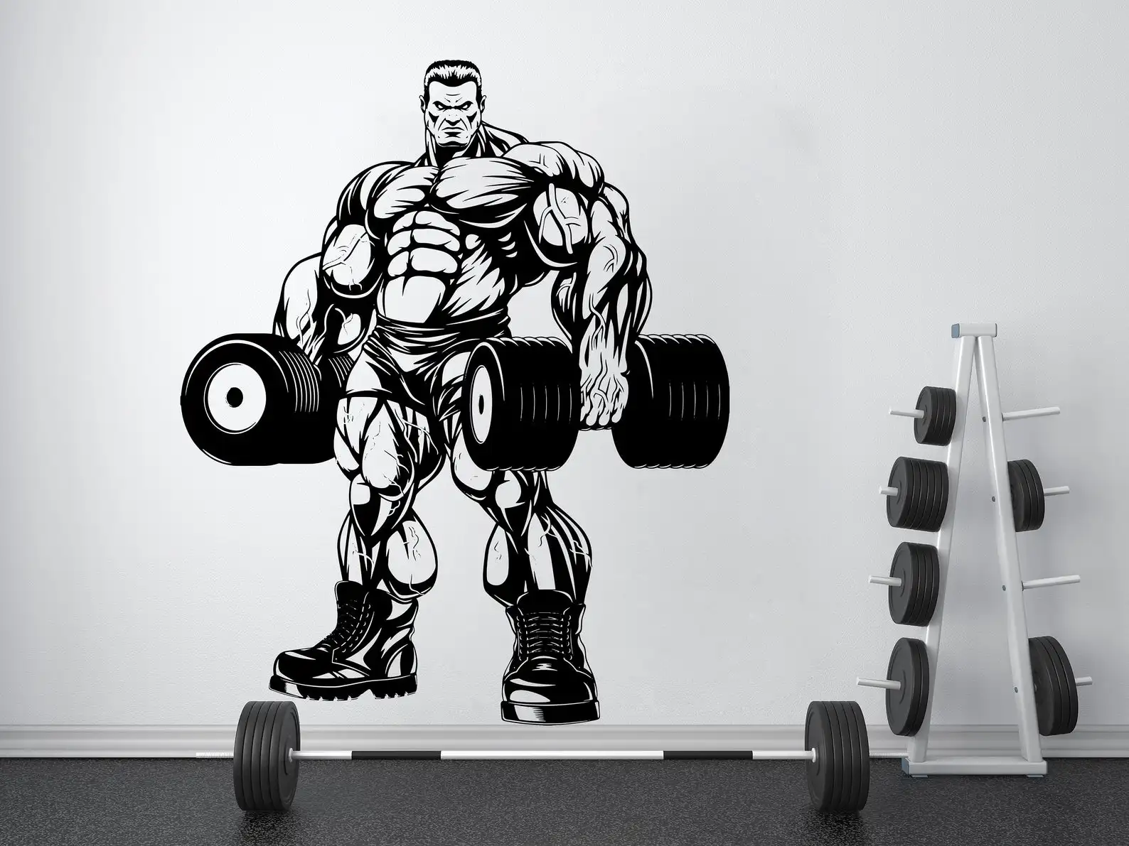 Bodybuilding Vinyl Muurstickers Fitness Sport Sport Oefening Gym Fitness Club Halter Workout Muurstickers Art Deco Stickers GY39