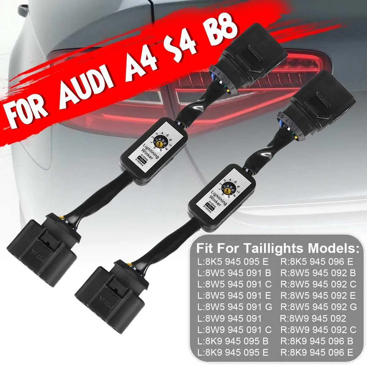 Black Dynamic Turn Signal Indicator LED Taillight Add-on Module Cable Wire Harnes For Audi A4 S4 B8 2010~2019 Car Tail Light