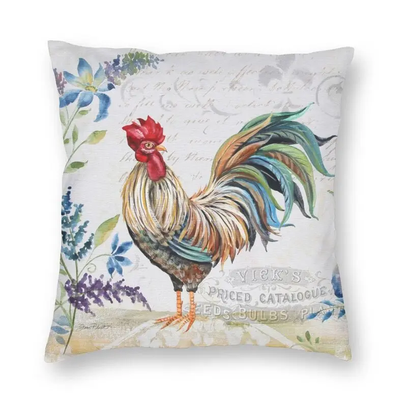 

Vintage Farm Poultry Chicken Cushion Cover 40x40cm Home Decor 3D Printing Rooster Floral Pattern Throw Pillow for Living Room