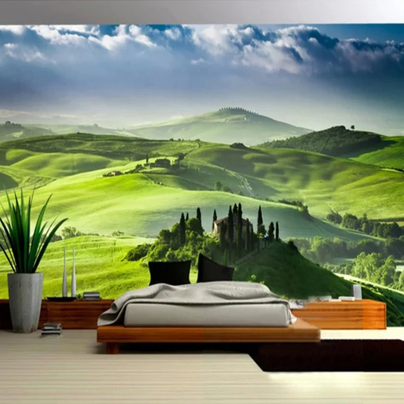 

Custom Mural Wallpaper 3D Green Grassland Nature Scenery Wall Painting Living Room TV Sofa Study Background Decor papier peint