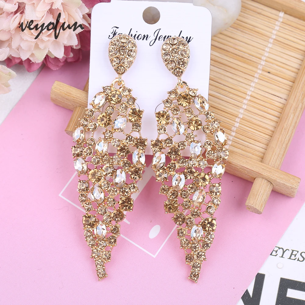 Veyofun Hollow out Rhinestone Dangle Earrings Luxury ZA Drop Earrings For Woman Fashion Jewelry New