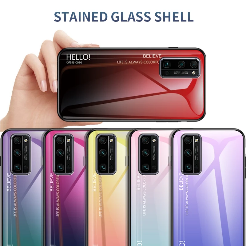 Fashion Stained Glass Phone Case For Huawei Honor 30 20 Pro Cover Coque For Huawei Honor 9X 8X 10 9 Lite 10i 20i Anti-fall Case