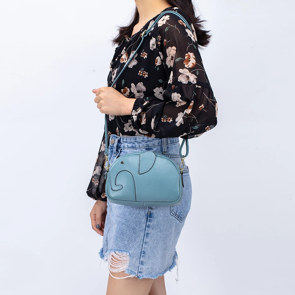 New Fashion Shoulder Bag Genuine Leather Women Luxury Crossbody Bag Ladies Lovely Elephant Style Messenger Bags Female Zip Purse