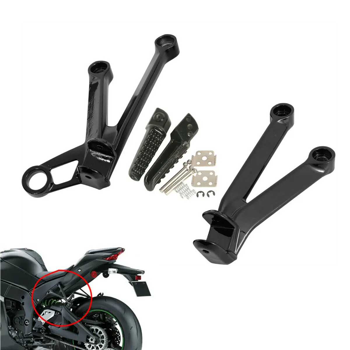 Motorcycle Rear Foot Pegs Footrest Brackets For Kawasaki ZX10R ZX 10R 2004-2005