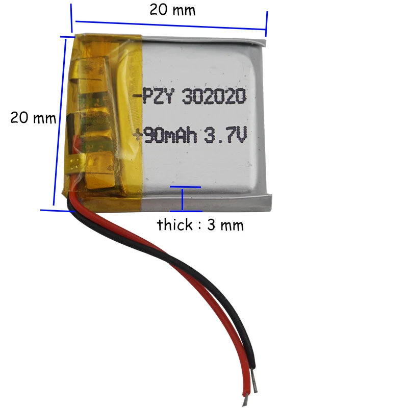 5pcs 3.7V 90 mAh 302020 Rechargeable Polymer Li Lithium Lipo Battery Cell For Headphones Earphone Bluetooth Speaker Smart DIY