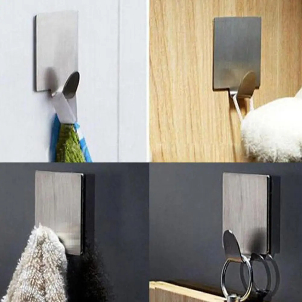 6 Chiếc Đồng Hồ Thép Không Gỉ Dính Dính Liền Mạch Móc Treo Tường Khăn Móc Treo Quần Áo