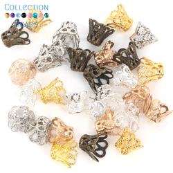 100pcs/lot 5x7mm Silve Color Mix Metal Wine Cup Hollow Flower Trumpet Bead End Caps For DIY Jewelry Making Finding Supplies