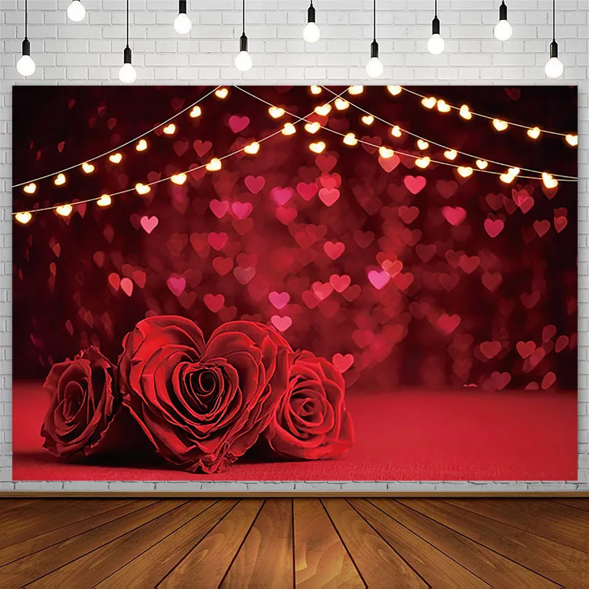 

Avezano Valentine's Day Photography Backdground Spring Red Rose Flowers Light Festival Portrait Backdrop Foe Photo Studio Props