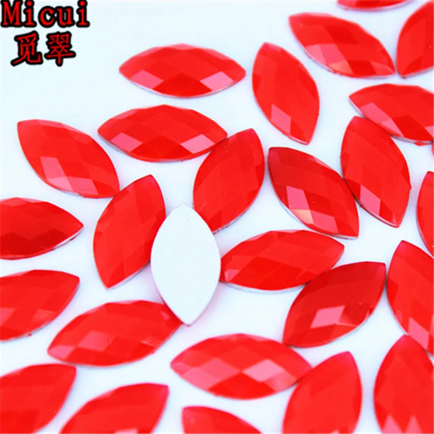 Micui 100pc 7*15/9*18mm New Horse Eye Resin Rhinestones Flat Back Crystal Applique Stones Non Sewing for DIY Crafts MC262