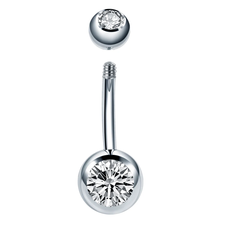 Piercing de nombril en titane, anneaux de nombril, double gemme, cubique, contre-indiqué, fileté à l'extérieur, cone, Pcomprend ing Umbigo, bijoux, 14G, lot de 10 pièces