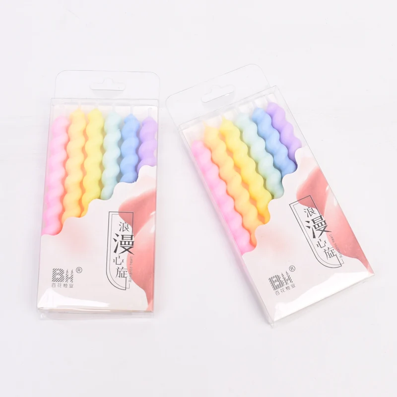 6pcs/set Macaron Pastel Candles Multicolor Children Rainbow Unicorn Birthday Party Decor Candy Cake Candle Baby Shower Wedding