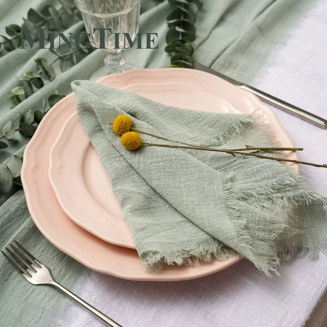 20pcs Napkins Cloth 41*41cm Rustic Cotton Gauze Hanky Tea Towel Dining Place Mats Wedding Restaurant Supplies Linen Table Decor