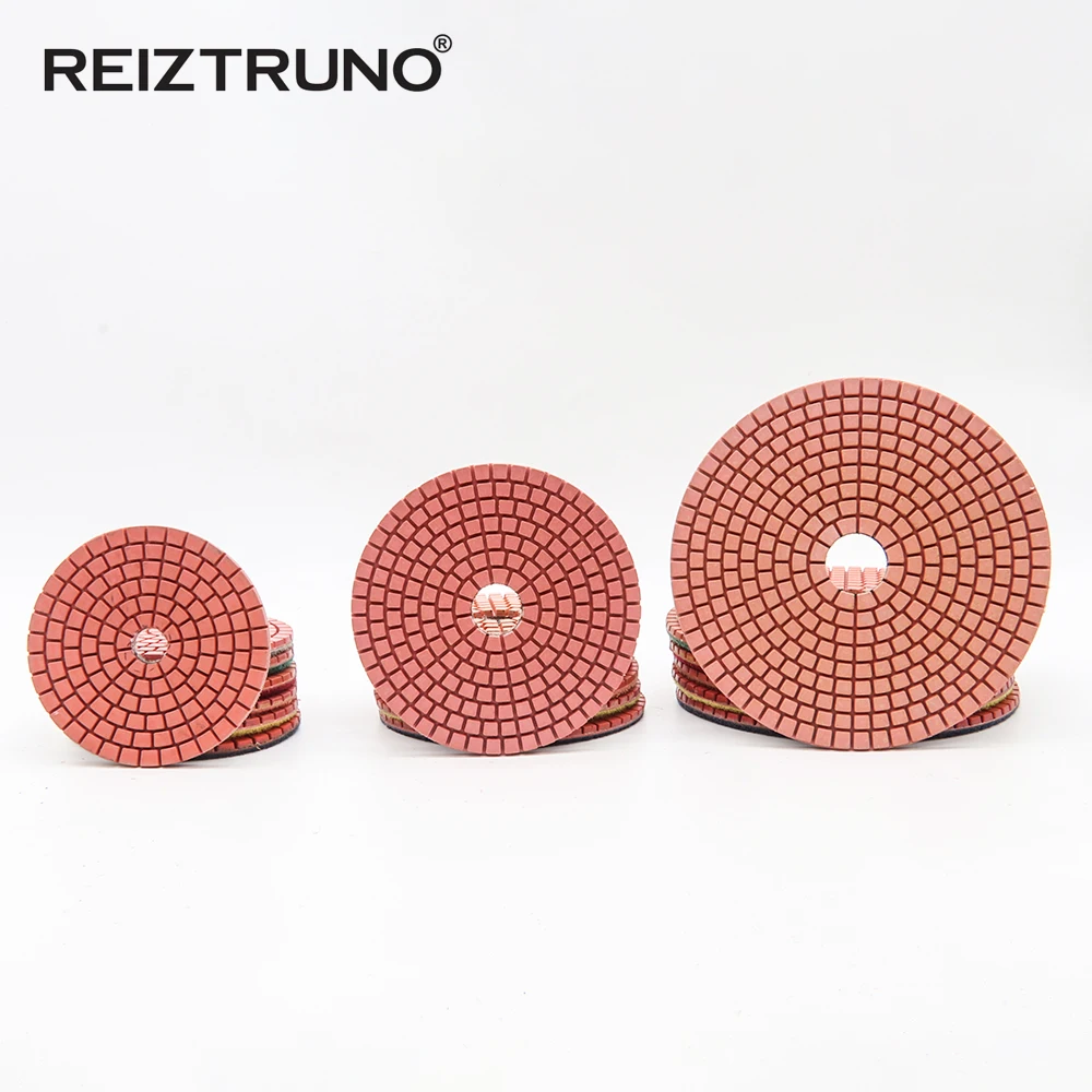 3 Buah Reiztruno 80Mm/100Mm/125Mm Bantalan Pemoles Berlian Merah untuk Batu Marmer, Granit, Alat Pemoles Kuarsa, Pemoles Basah