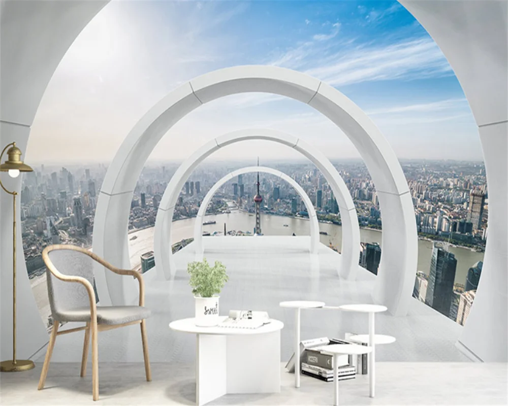 beibehang Customize the new modern visual space office simple and atmospheric geometric architectural wallpaper papier peint