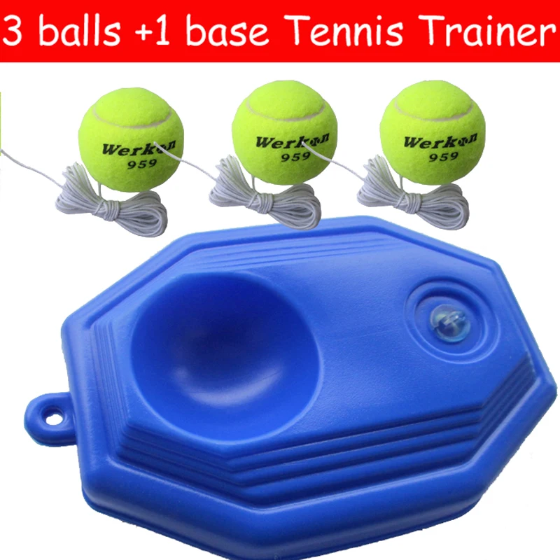 NEW 3 ball and 1 base Tennis Balls Trainer Practice Single Training Tool Partner Kit for Beginner