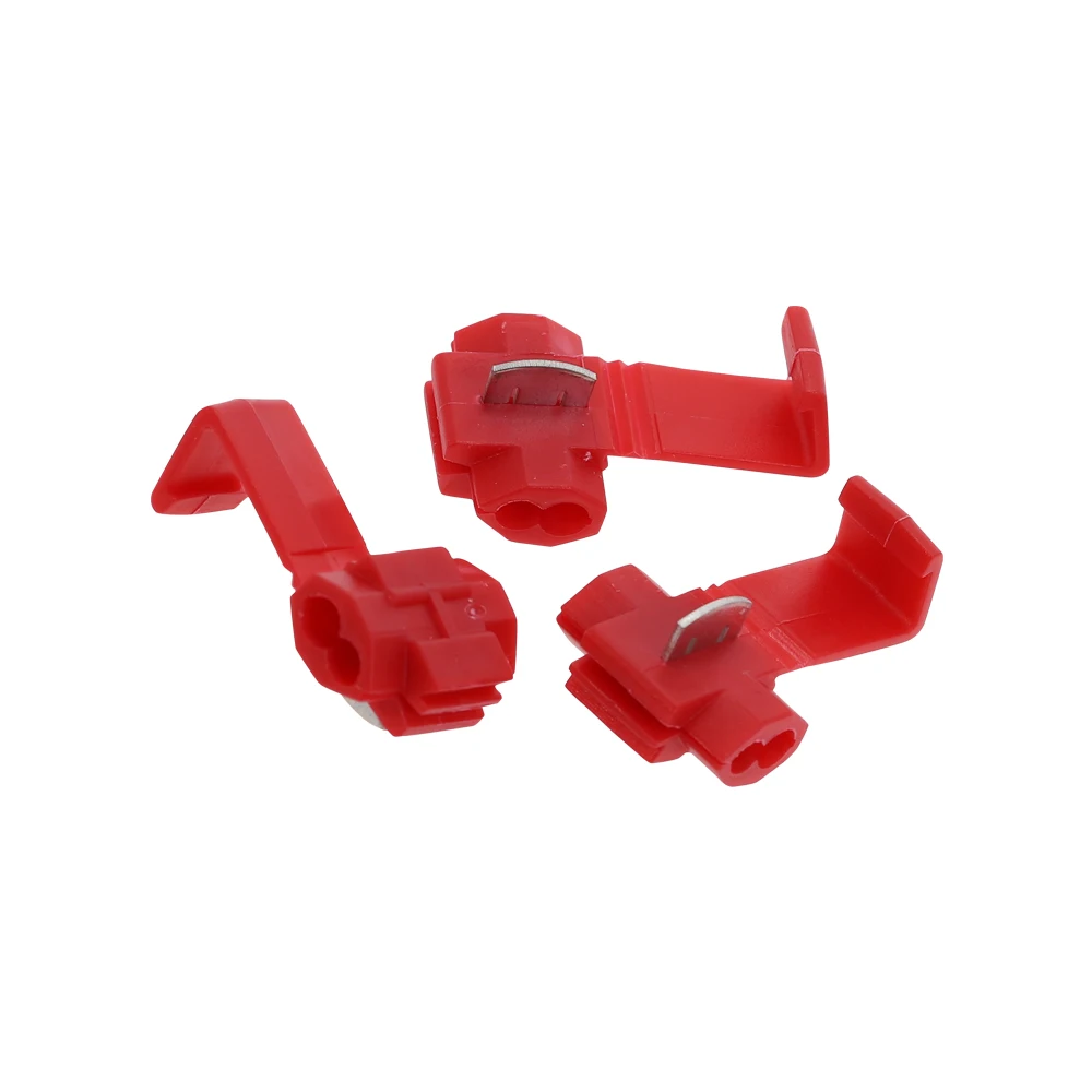 10/20pcs T Shape Wire Connector Terminal Joint Red Quick Connection Clip Wire Crimp Splitter Lip Break Clamp Soft Distributor