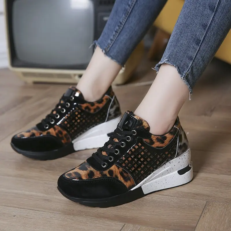 Women's walking jogging sneakers increase gold silver ladies sports running shoes sports girls shoes