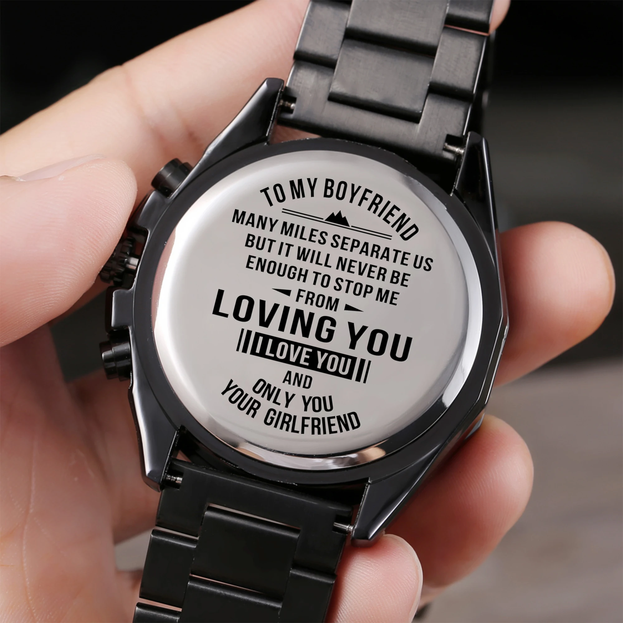 

To My Boyfriend Luxury Waterproof Engraved Watches Sport Men Watches Wrist Wathes Military Birthday Anniversary Gifts Christmas