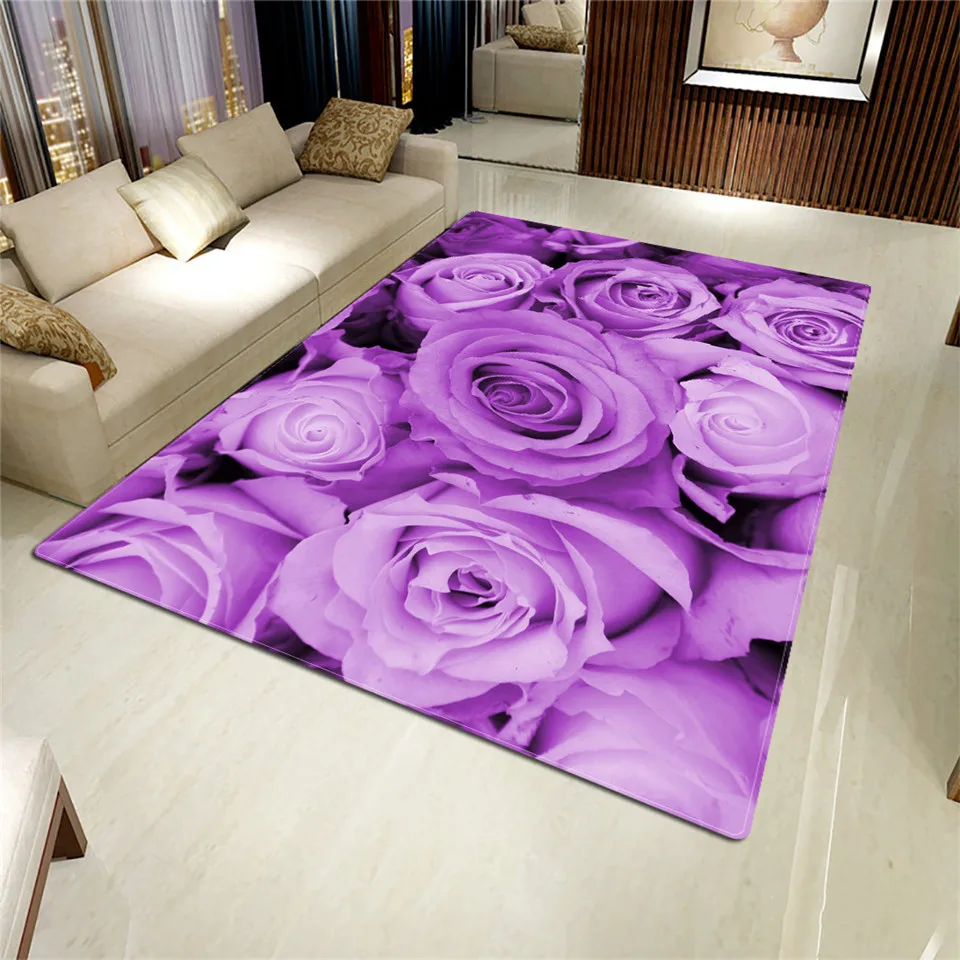 Rose Carpet 3D Mat For Living Room Flower Rug Bathroom Anti-slip Absorb Mat Kitchen Rug Home Decor Doormat Custom Carpet Big