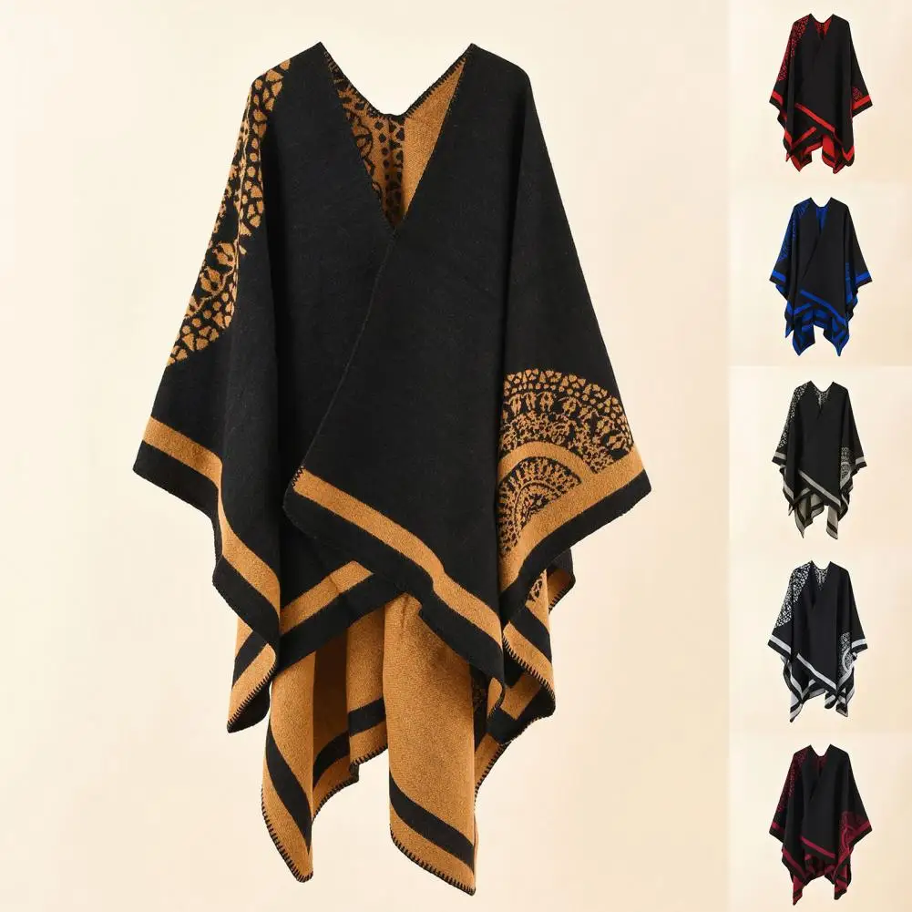 Winter Cape Poncho ผู้หญิงเลียนแบบ Cashmere Cape Coat Elegant เสื้อคลุมผู้หญิงความร้อน Ponchos หมวก Et Ponchos Пончо Женское