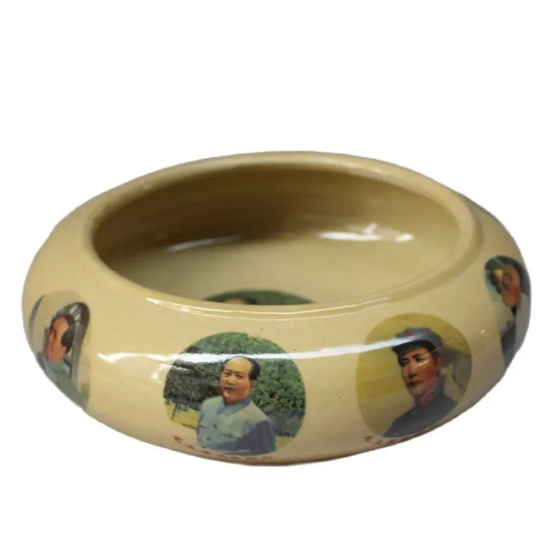 China Old Portrait Of Chairman Mao In Cultural Revolution Porcelain Brush Wash