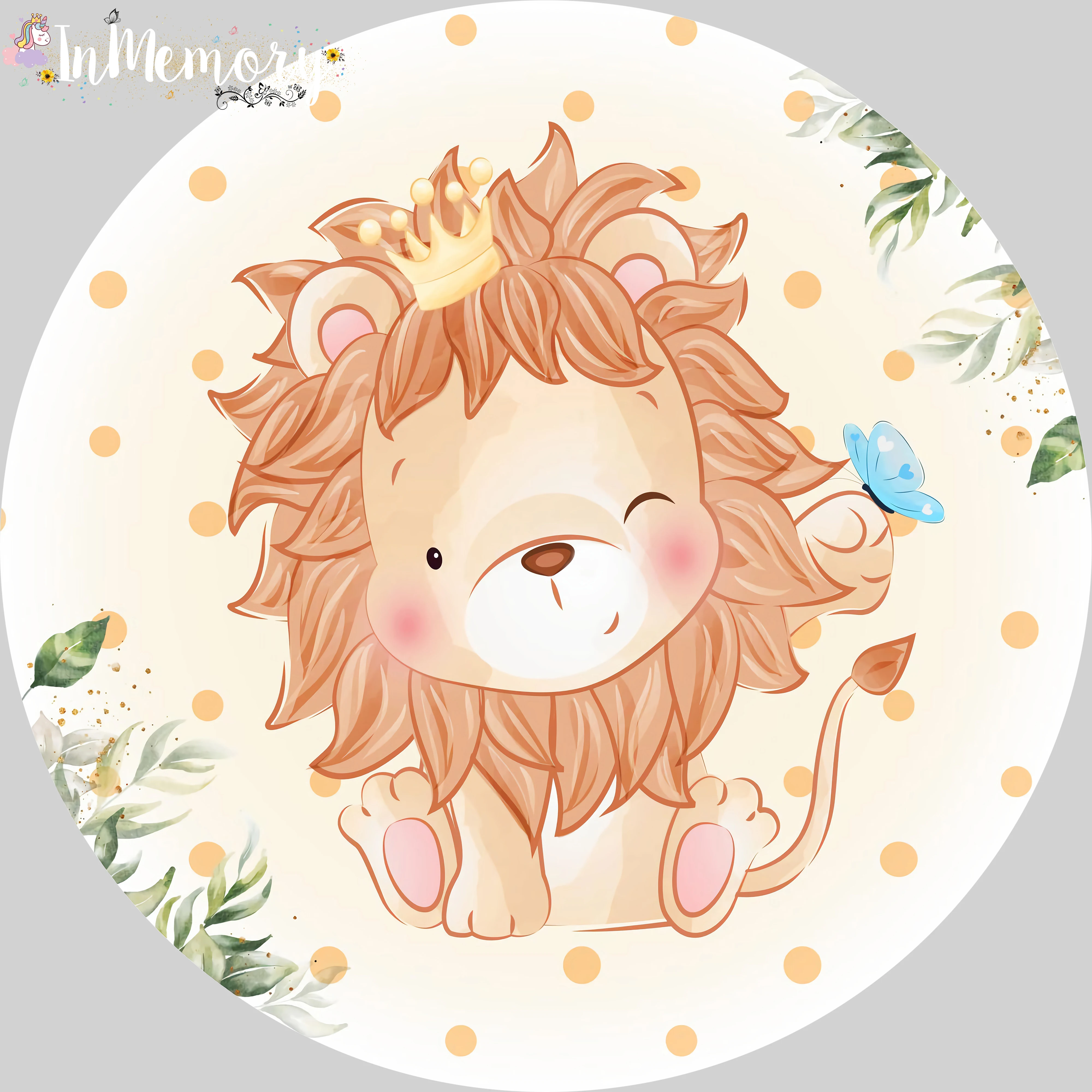 تاج الطفل الأسد الصبي عيد ميلاد دائرة مستديرة خلفية مخصصة الوليد استحمام الطفل الصبي خلفية للصور استوديو كعكة مفرش المائدة