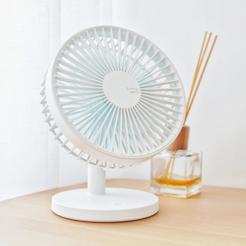 

Portable Desktop Fan USB Rechargeable 2000mAh Powerful Table Air Cooling Fan Quiet 3 Speeds for Office Outdoor Camping Home