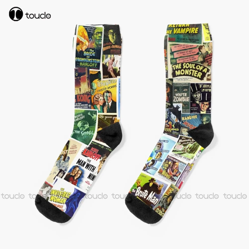 Vintage Horror Horror 1930S 1940S 1950S Cinema Retro Socks Baseball Socks Personalized Custom Unisex Adult Teen Youth Socks