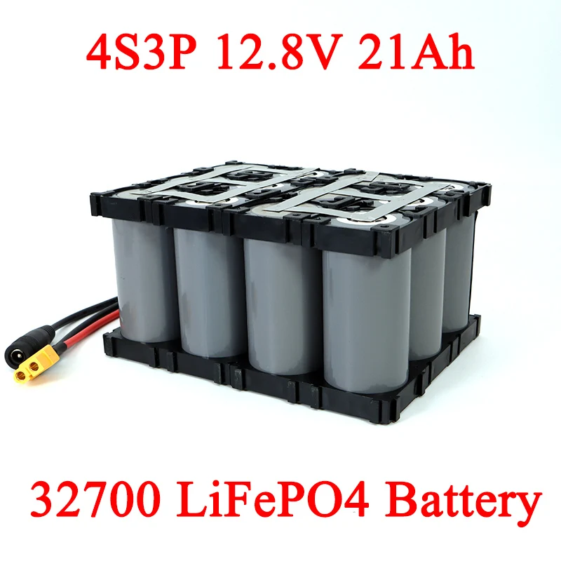 

4S3P 12.8V 21Ah 32700 Lifepo4 Battery Pack with 4S 20A Maximum 60A Balanced BMS for Electric Boat Uninterrupted Power Supply 12V