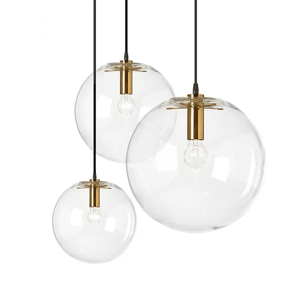 Nordic Modern Minimalist Glass Ball Chandelier Lamps Single Head Kitchen Dining Bar Counter Bedroom BedsideLighting